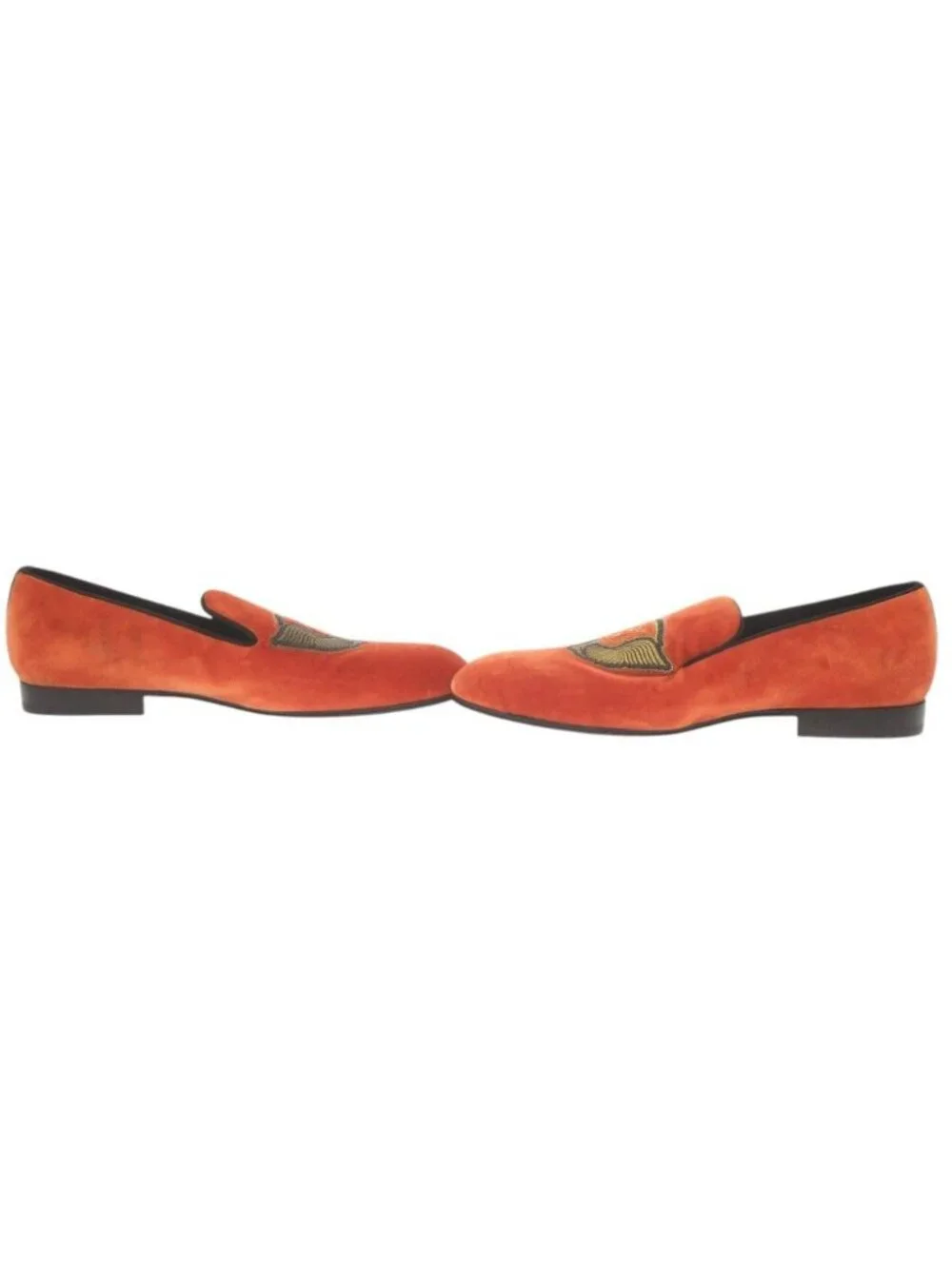 Louis Vuitton Auteuil Velour 6.5 Orange Loafers Opera Shoes Flat